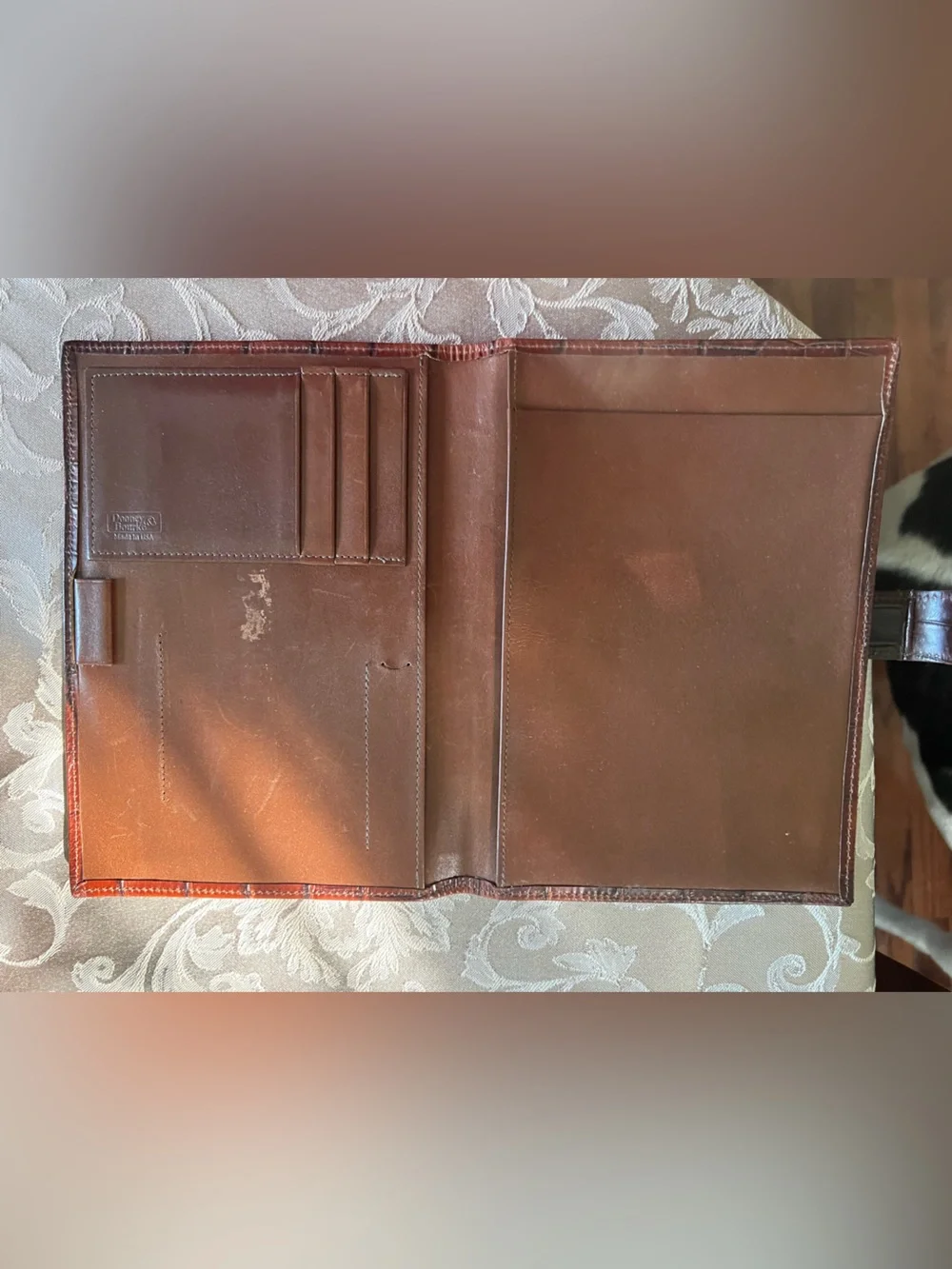Brown Croc-Embossed Leather Organizer Folio - Classic